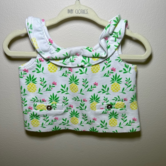 Janie and Jack Baby Girl Pineapple and Floral Ruffle Top Size 3-6 Months - Picture 2 of 5